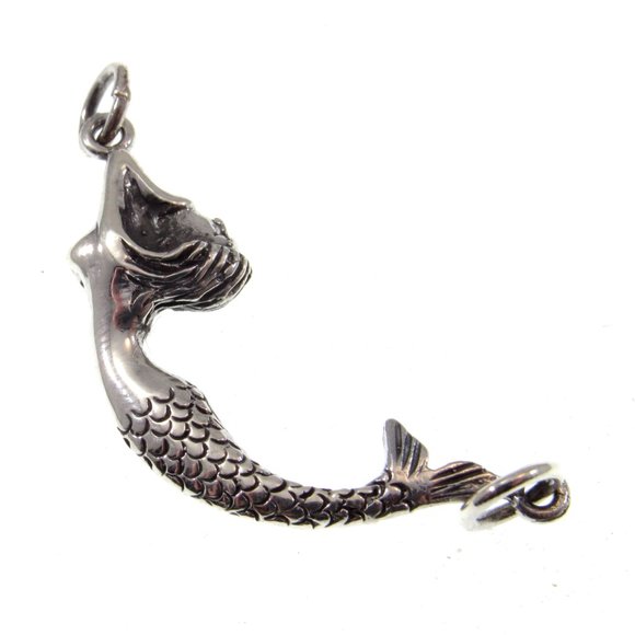 Solid 925 Sterling Silver 3D Mermaid Pendant, Atargatis Jewelry Connector Charm - Picture 7 of 8